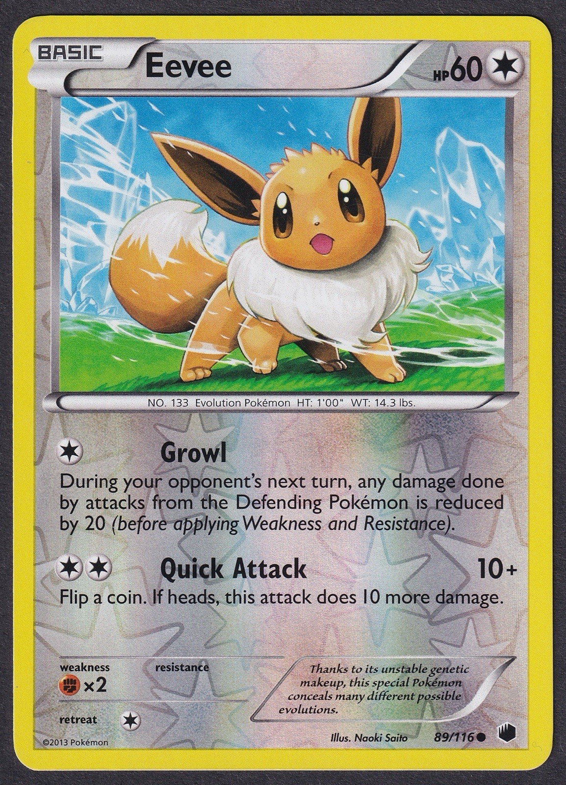 Pokemon Eevee 89/116 Reverse Holo Plasma Freeze Naoki Saito