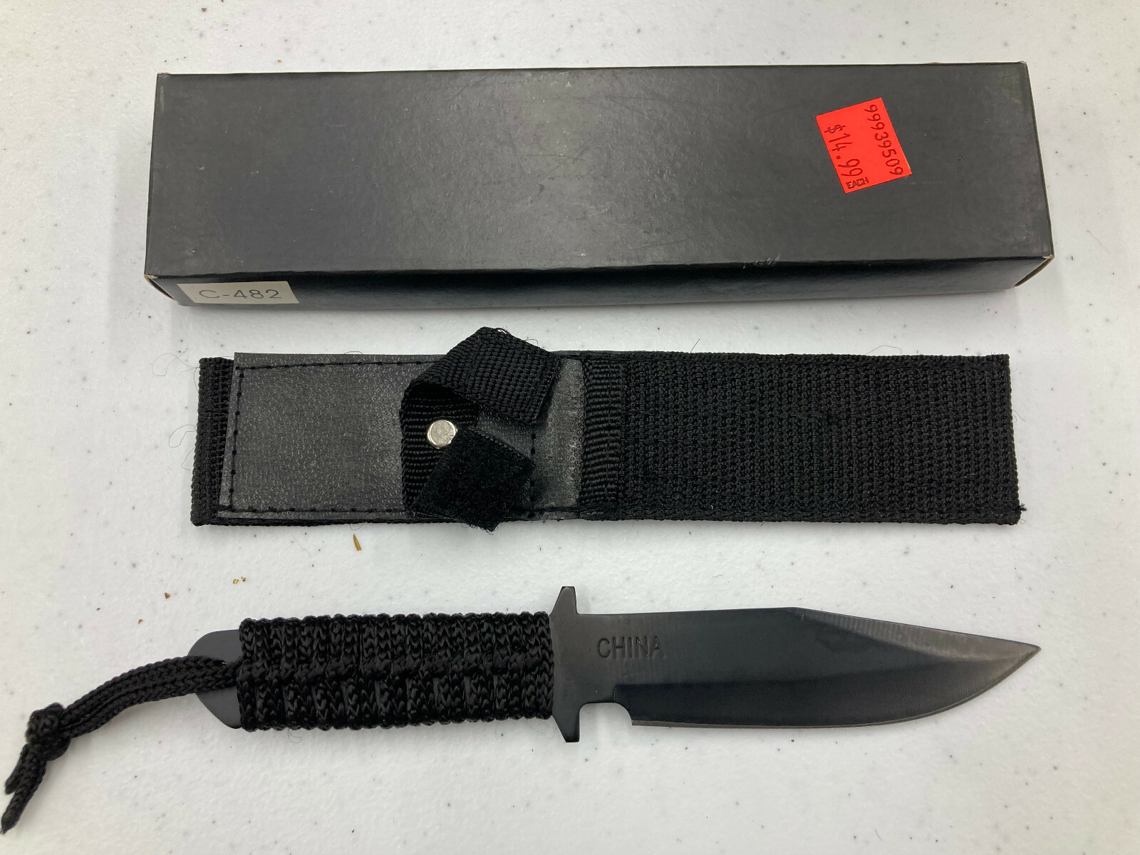 Fixed Blade Hunting Knife Wrapped Handle w/Nylon Sheath (C482)