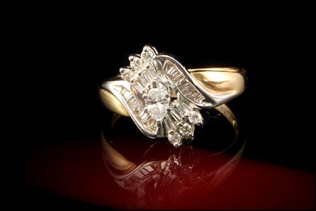 VINTAGE 14K WHITE YELLOW GOLD 1cttw DIAMONDS ENGAGEMENT RING BR