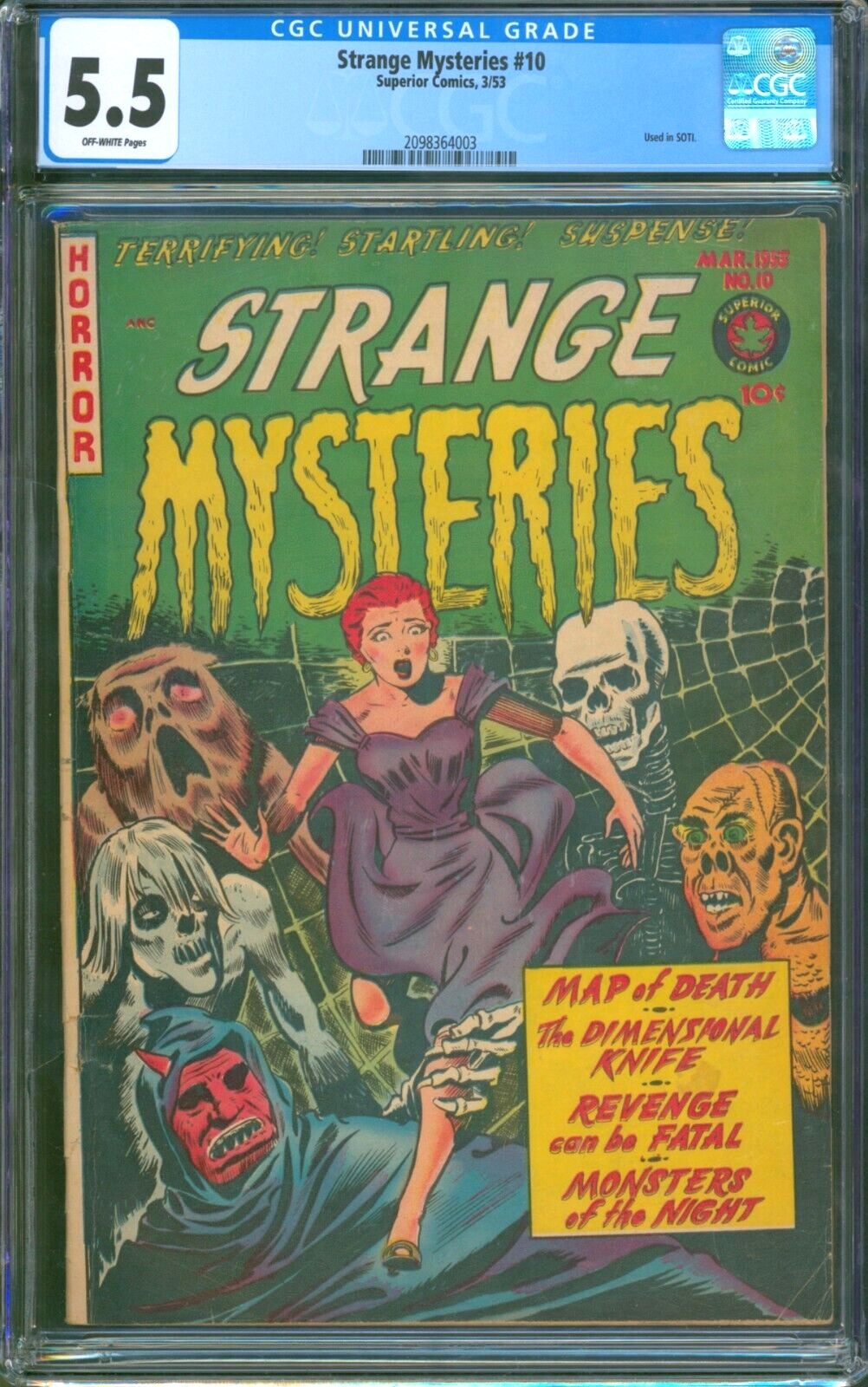 Strange Mysteries #10 (1953) ⭐ CGC 5.5 ⭐ Used in SOTI! Horror PCH Superior Comic