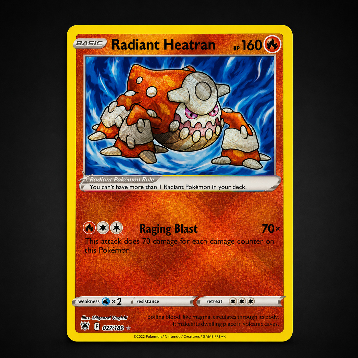 Pokemon Radiant Heatran 027/189 Astral Radiance Radiant Rare Holo LP