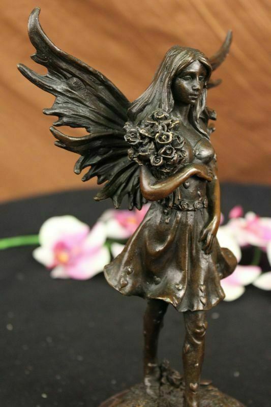 Western Art Deco Bronze Young Women Girl Belle Flower Fairy Maiden Sculpture