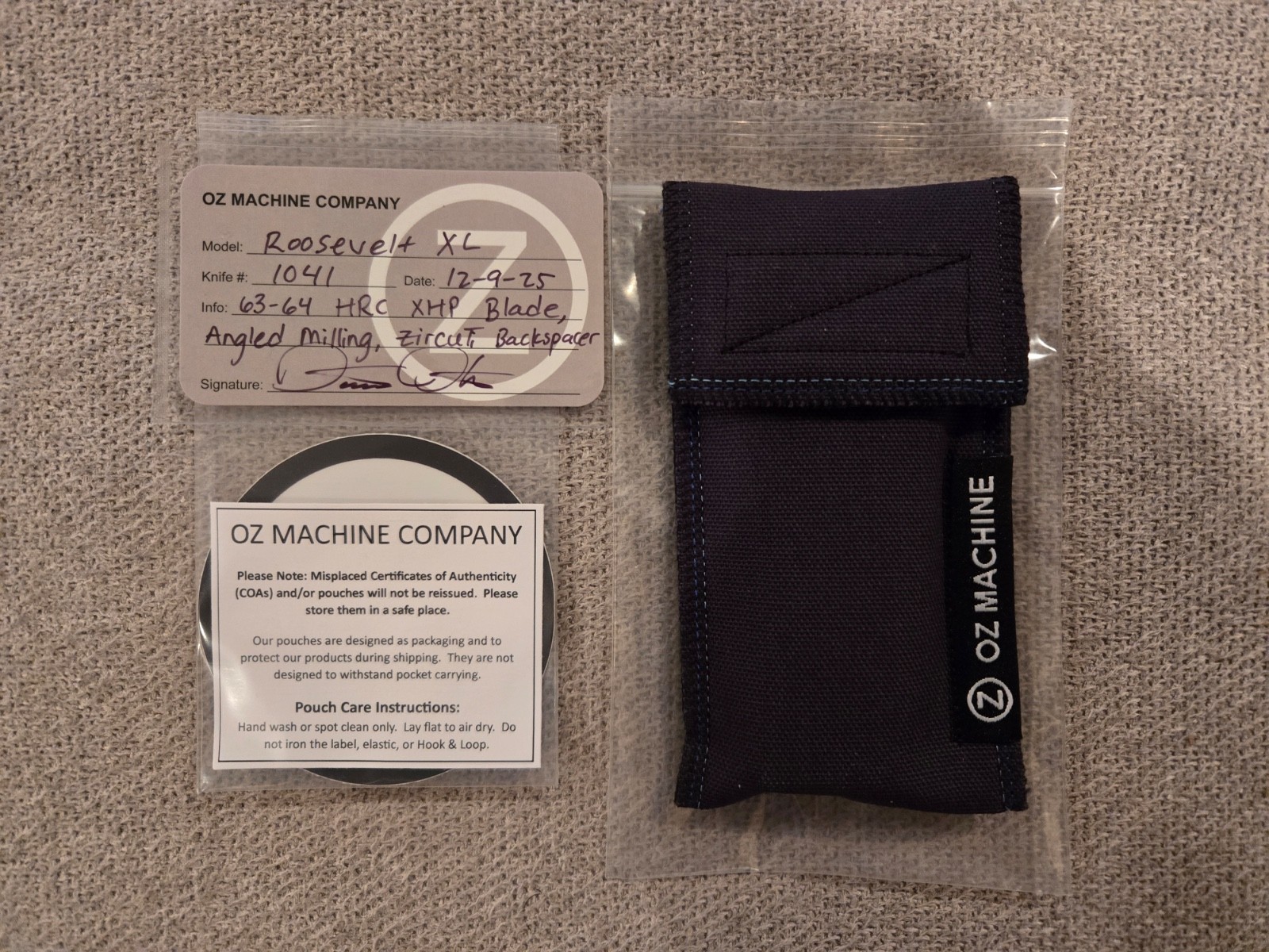 OZ Roosevelt XL 63-64 HRC Zircblasted CTS XHP, Angled Milling Zircuti Backspacer