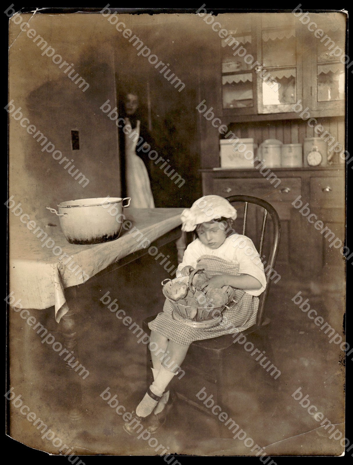 Child In The Kitchen 6.5″ x 8.5″ Brown Brothers Original Type 1 Photograph G580