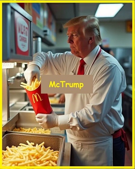 975 – Funny Meme Donald Trump working at McDonalds Fridge Refrigerator Magnet