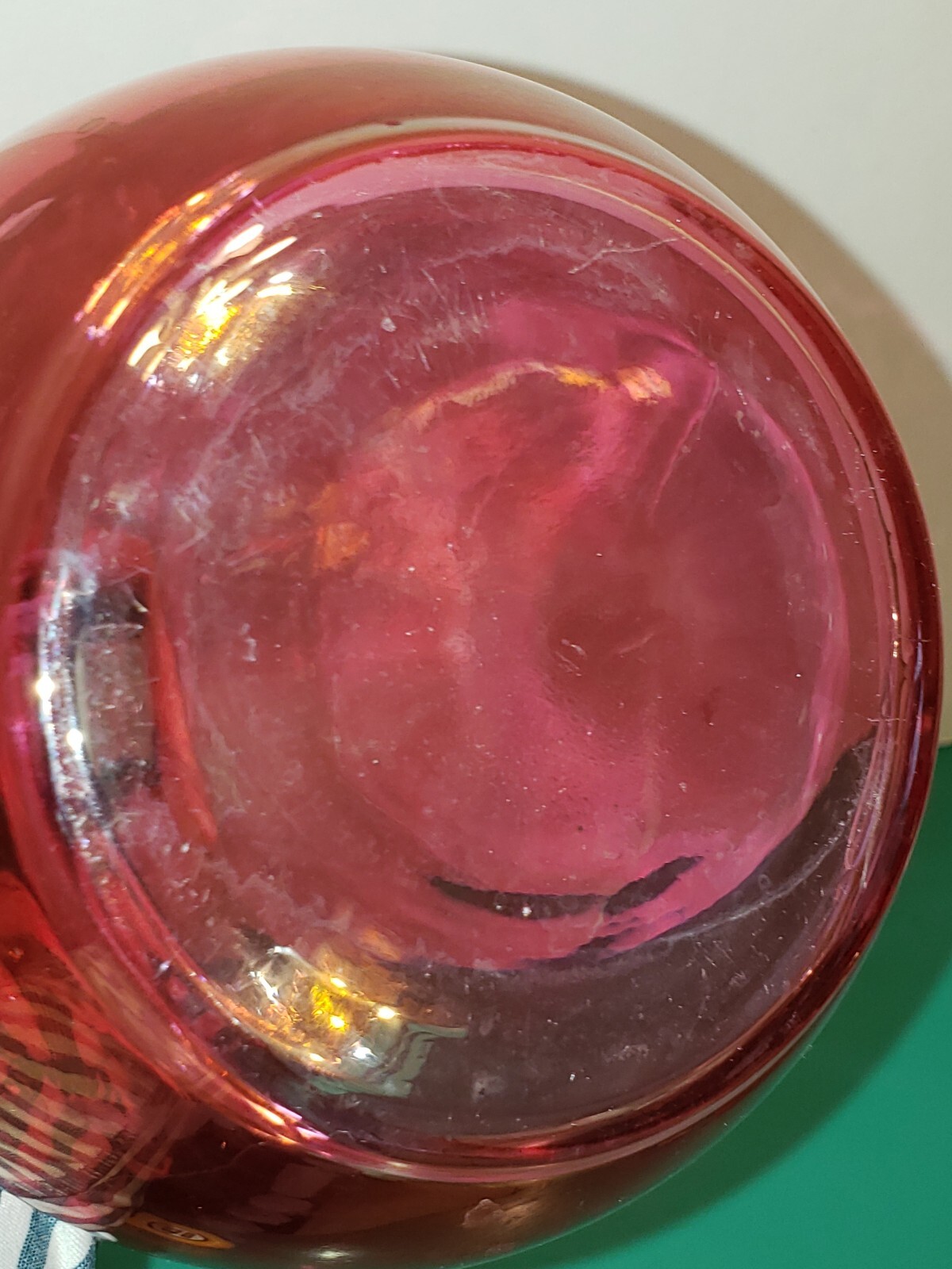 Vtg Ruby Flash Etched Decanter With Stopper 12″