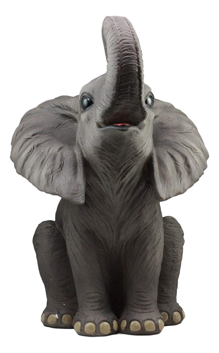 Ebros Ruby The Elephant Sitting Pretty with Trunk Up Large Statue 17″ Tall