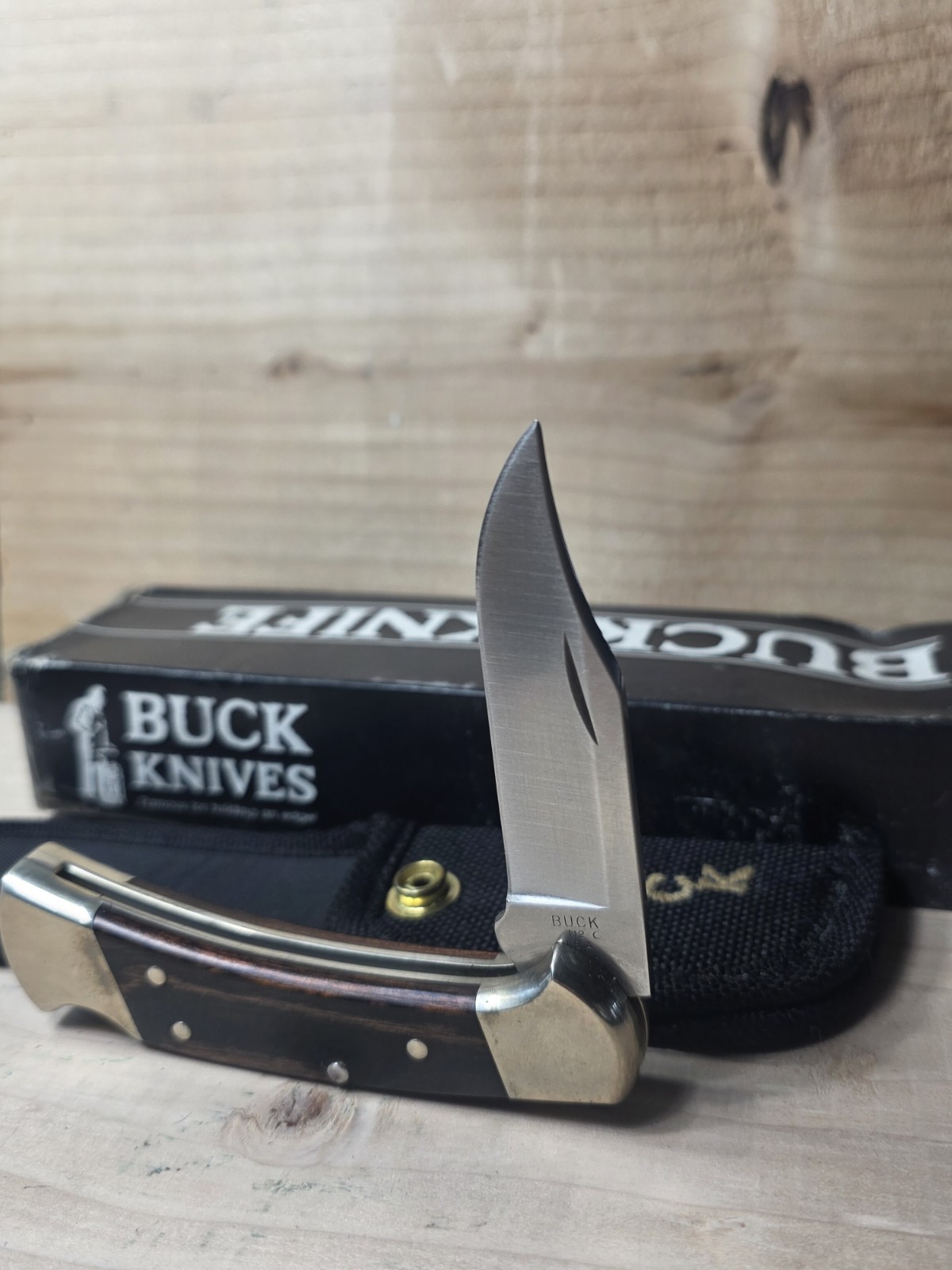 Buck 112 Ranger Lockback Pocketknife Wood Handle Stainless Blade Sheath/Box 1995