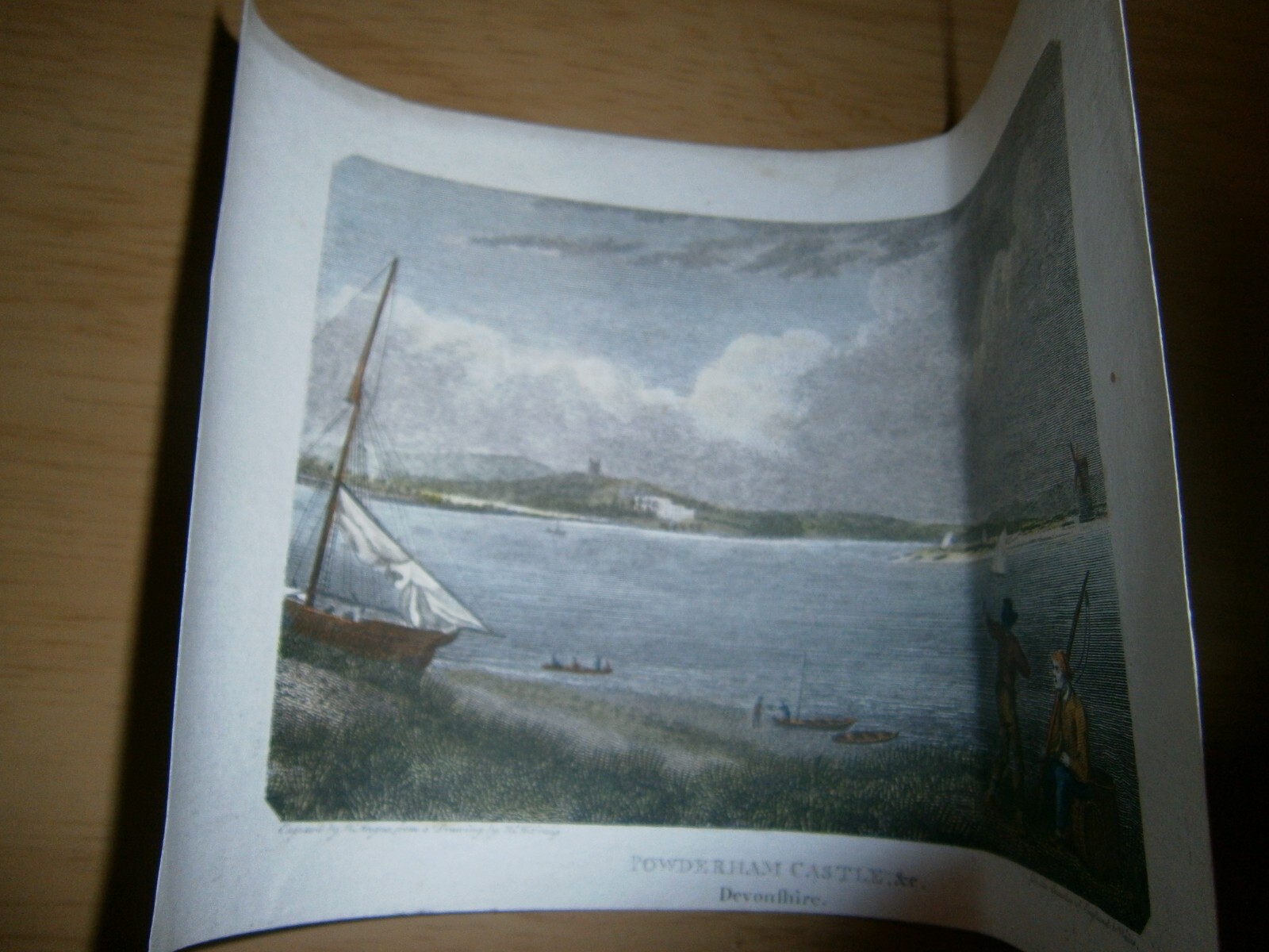 paper ephemera 1901-1950Mini print ‘Powderham castle Devonshire 1803′(E4)