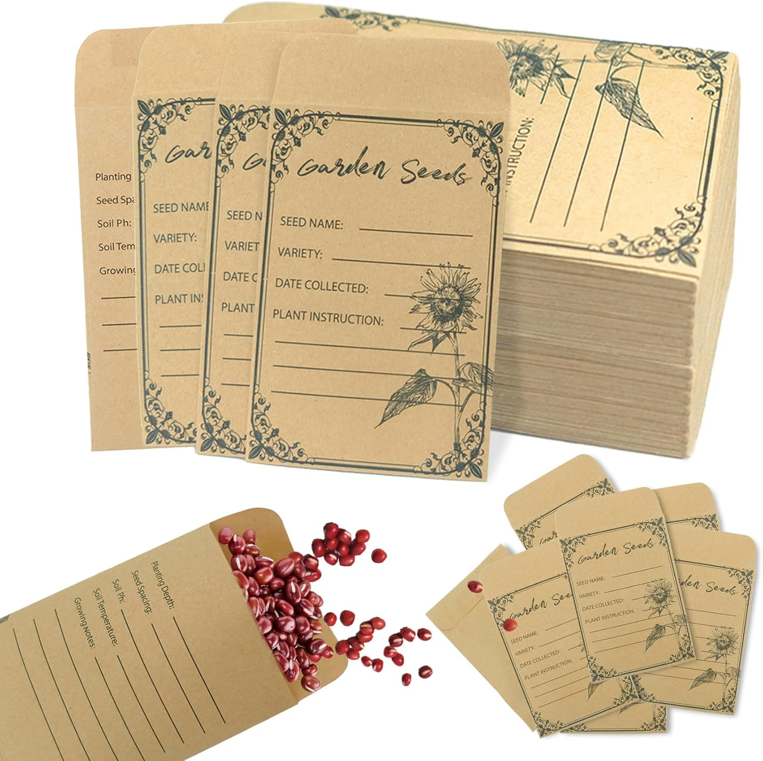 100 Pieces Seed Envelopes – Seed Packets Self Adhesive Sealing Small Seed Saving