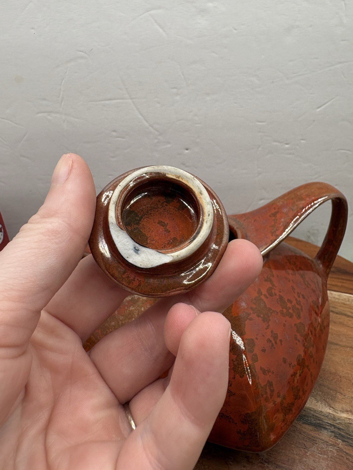 Vintage Mcm Irregular Shaped Red Teapot