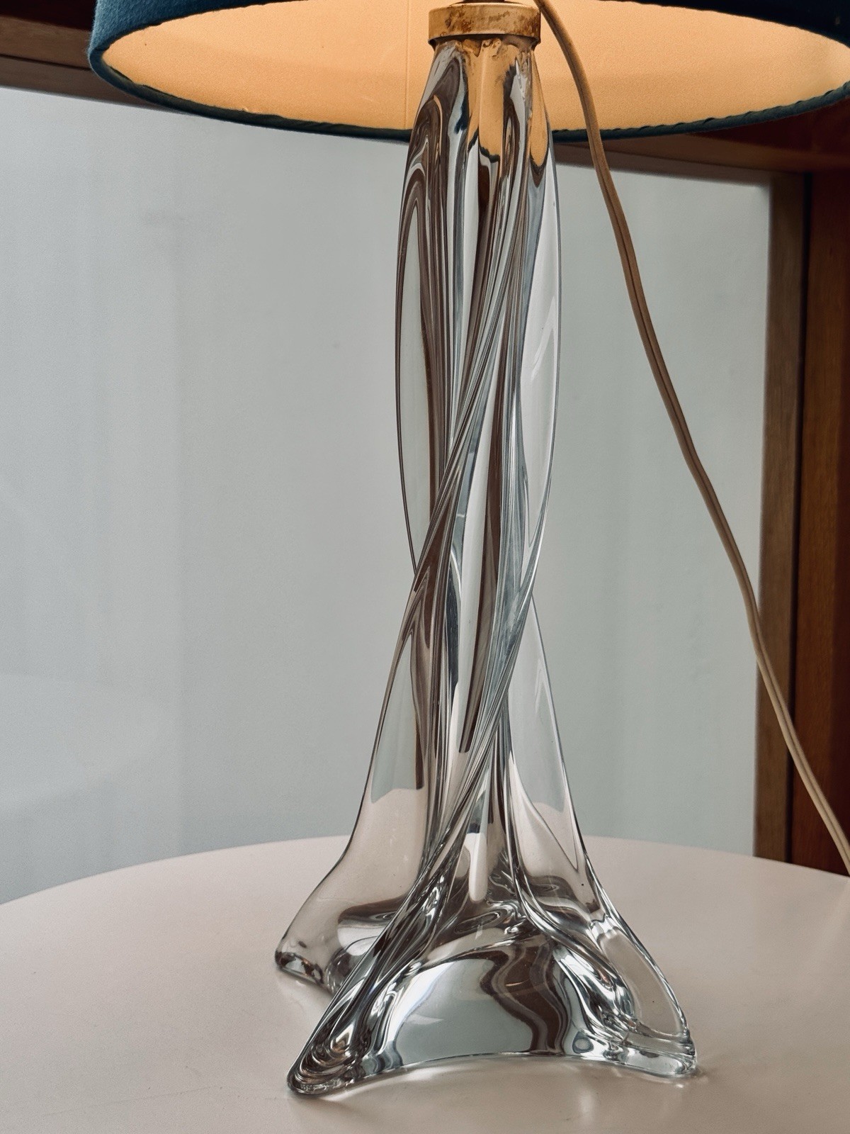 Mid-Century Modern Twisted Crystal Table Lamp 1960’s (shade not Included)
