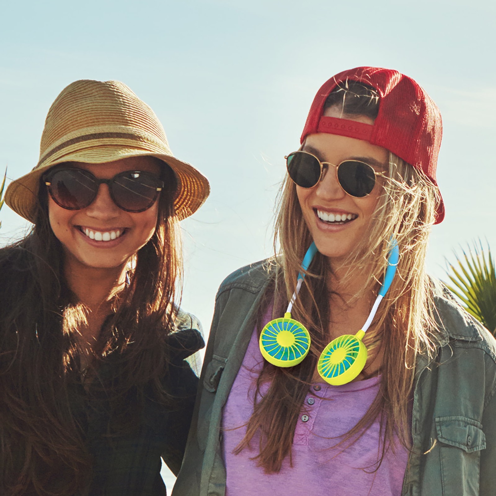 Wearable Rechargeable & Personal Cool Fans W/ 3 Speeds & Sticker Included Ages