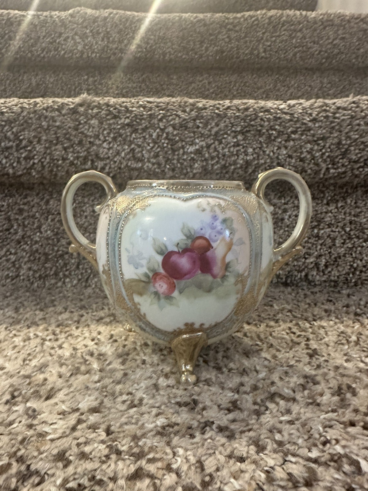 Vintage Floral Small 3-Footed Creamer -No Lid, No Brand and Floral Tea Cup