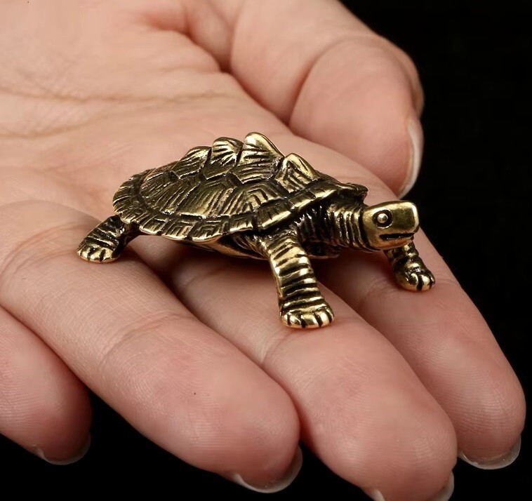 Brass Turtle Animal Statue Small Sculpture Tabletop Figurine Home Decor Gift