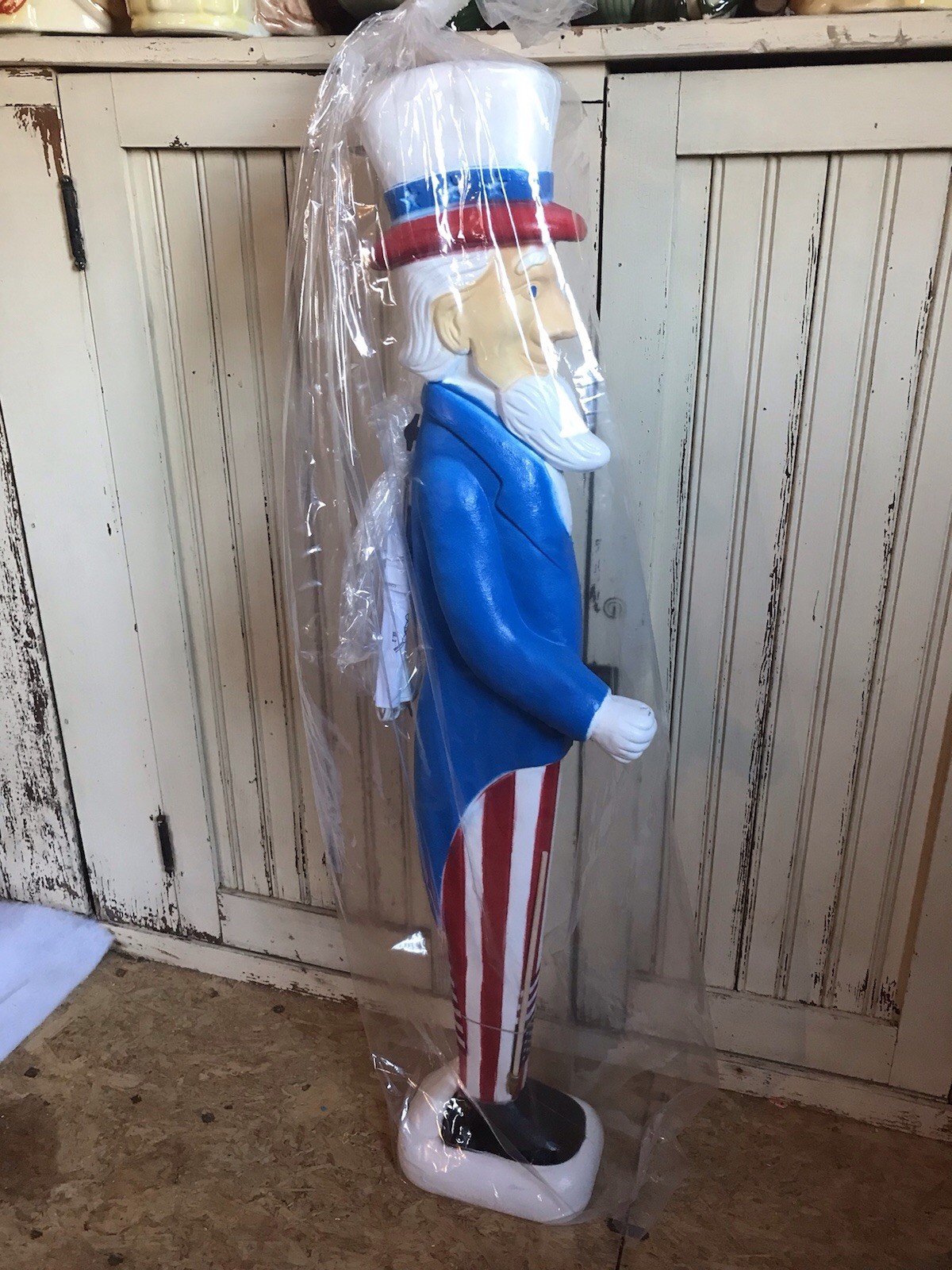 Blow Mold Nostalgic Uncle Sam With Flag Made In America Union Products LIGHTED