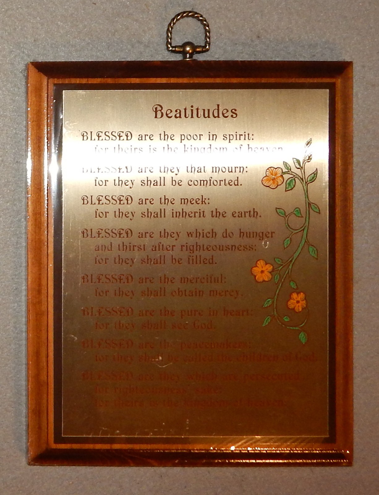 Vintage Beatitudes – ‘Brass’ on Wood Plaque (10 3/8″ x 8 3/8″) new