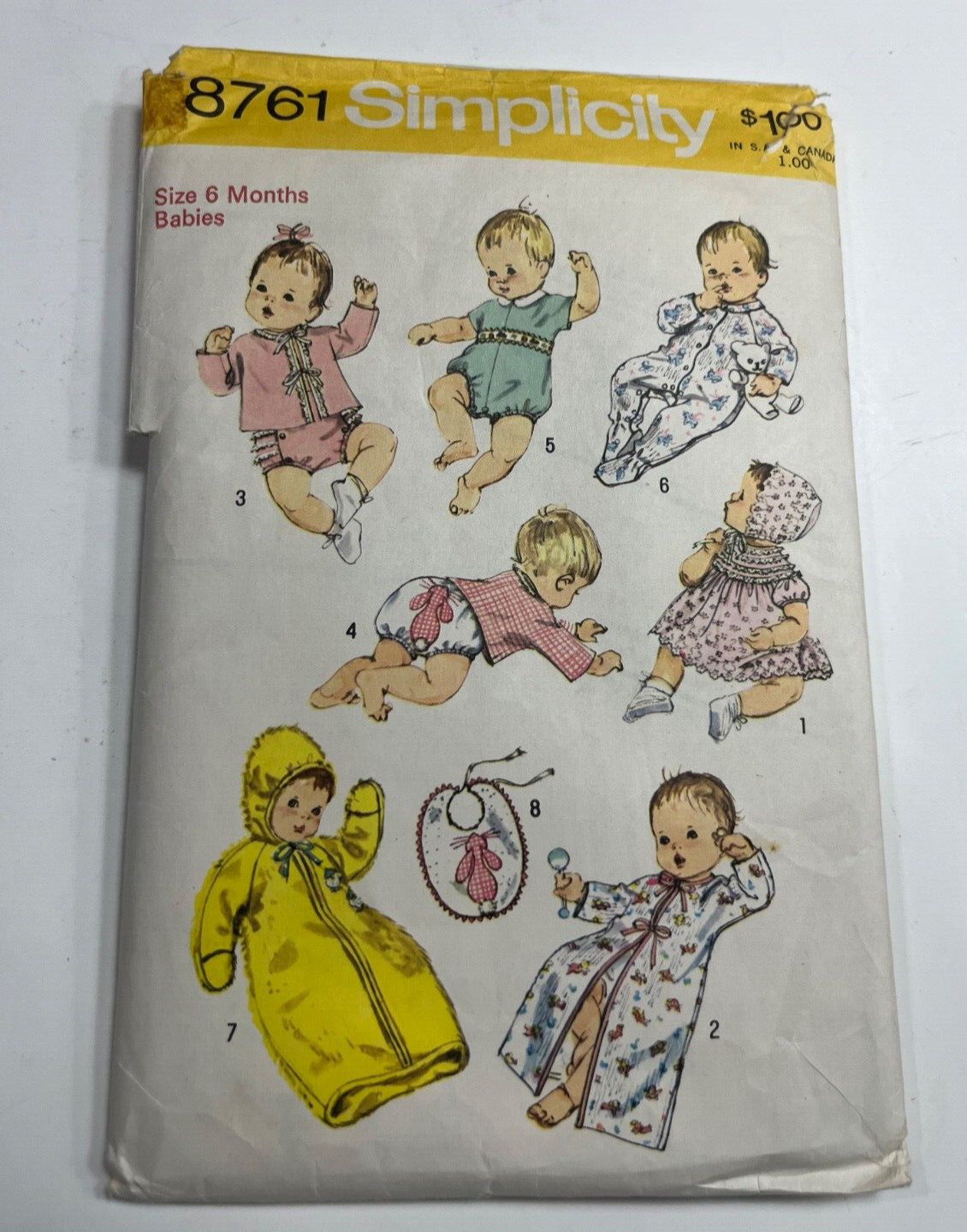 Simplicity 8761 Vintage sewing pattern Sz 6 month BABY LAYETTE. UNCUT