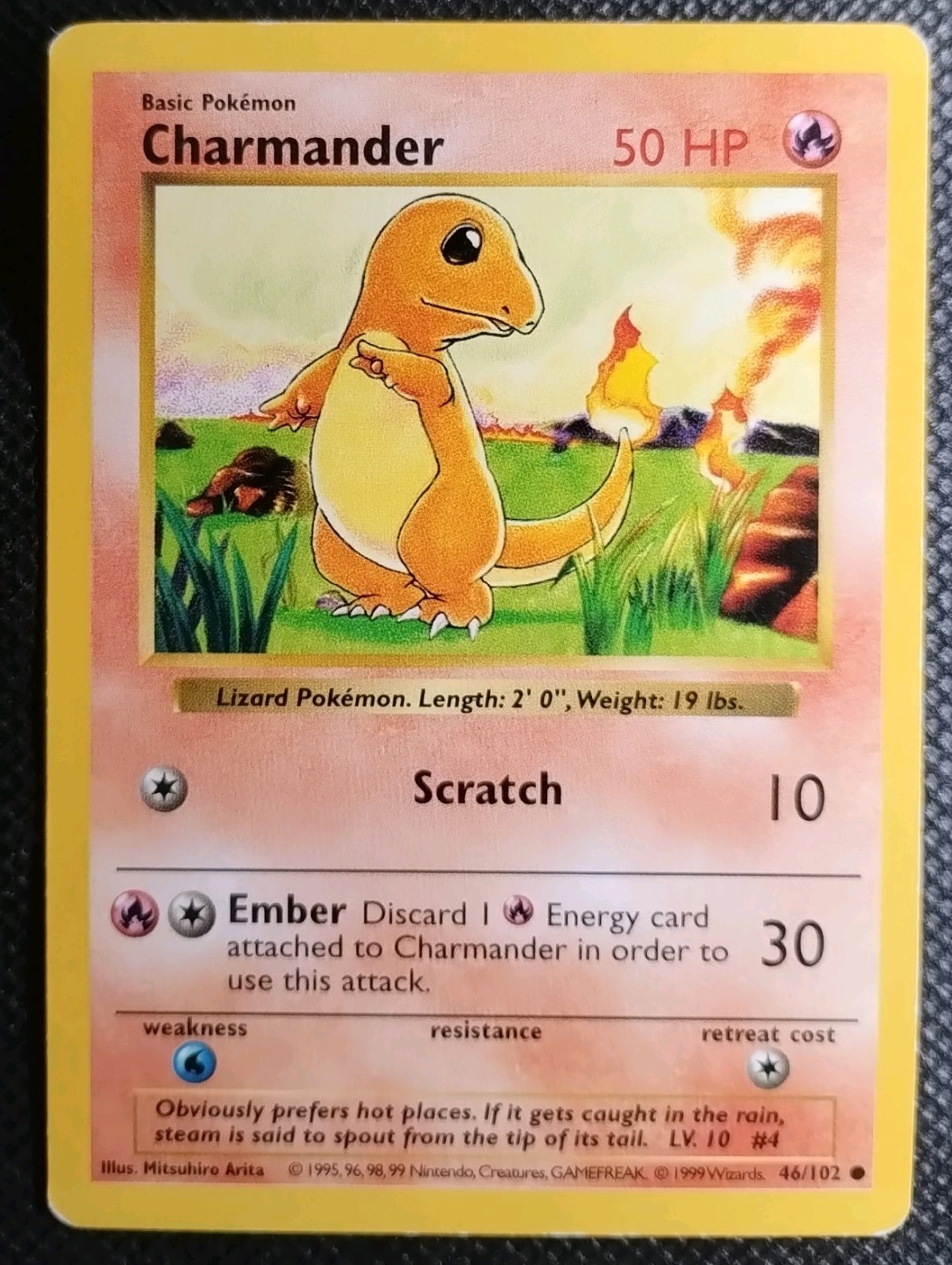 Charmander Shadowless 46/102 Base Set WOTC Pokemon Card – MP