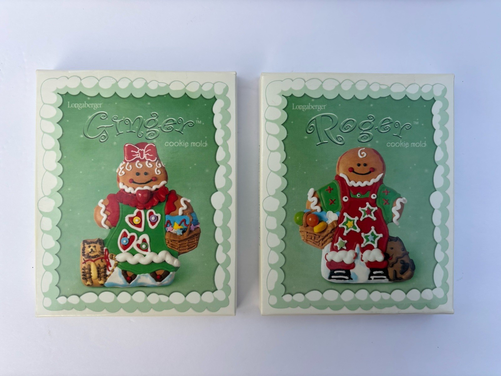 Longaberger Roger Ginger Cookie Molds 2000 Christmas Set w/ Original Boxes