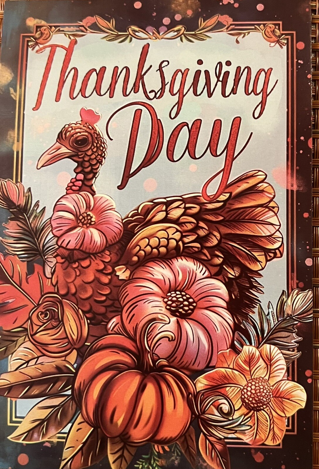 Thanksgiving Day Postcard Ephemera Scrapbook Journal Tag #4291