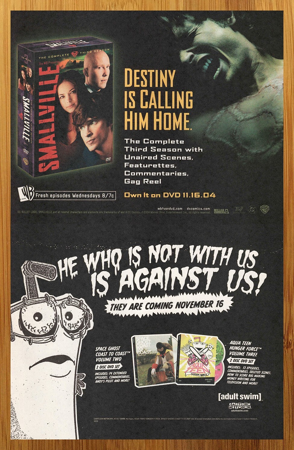 2004 Smallville/Aqua Teen Hunger Force DVD Print Ad/Poster Adult Swim Superman