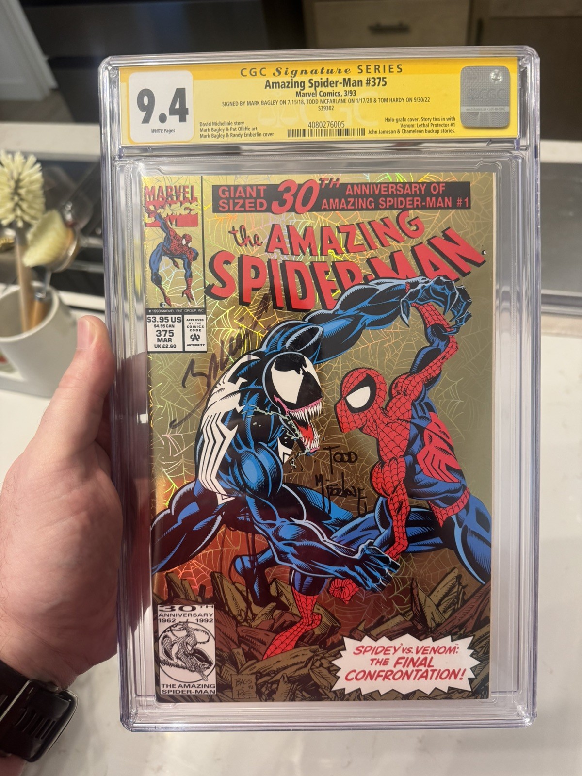 Amazing Spider-Man #375 Gold Signed TOM HARDY TODD McFARLANE MARK BAGLEY CGC SS