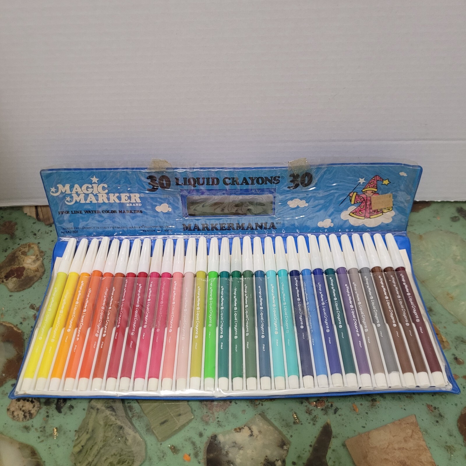 Vintage Magic Marker 30 Liquid Crayons MARKERMANIA Set Ink Pens 1970s 1980s Work