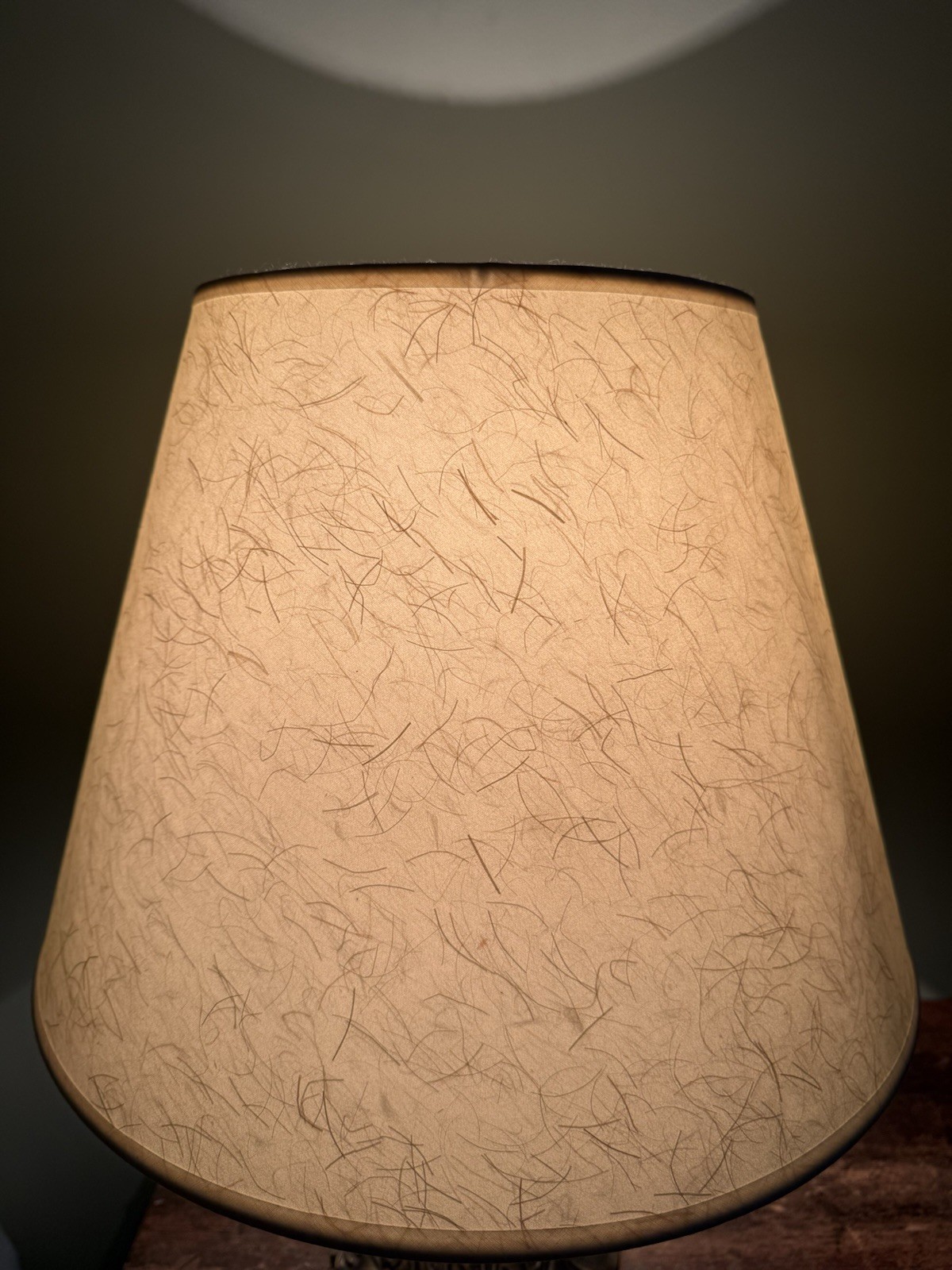 Vintage Ivory Fiberglass Parchment Paper Lamp Shade 11”x14.75”MCM
