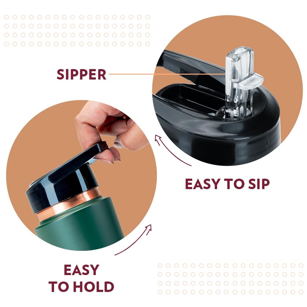Copper Water Bottle with Sipper with Leak Proof for Ayurveda Health Benefits***