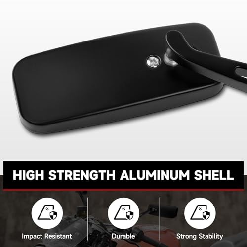 Motorcycle Mirrors Compatible with Harley Davidson – 8MM 10MM Rectangle-Black