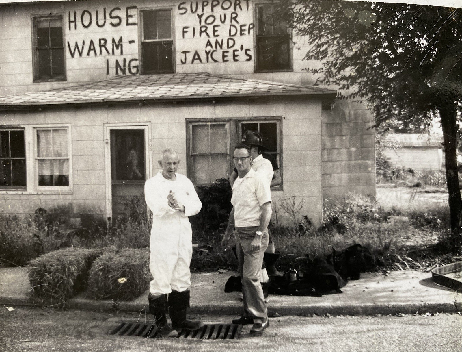 Firemen Fire Department Fundraiser House Warming Support Your FD Vintage Photo