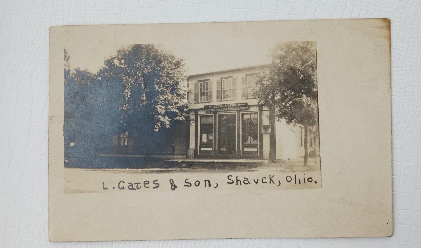 SHAUCK JOHNSVILLE OHIO REAL PHOTO POSTCARD c1910 L GATES STORE GALION MARENGO