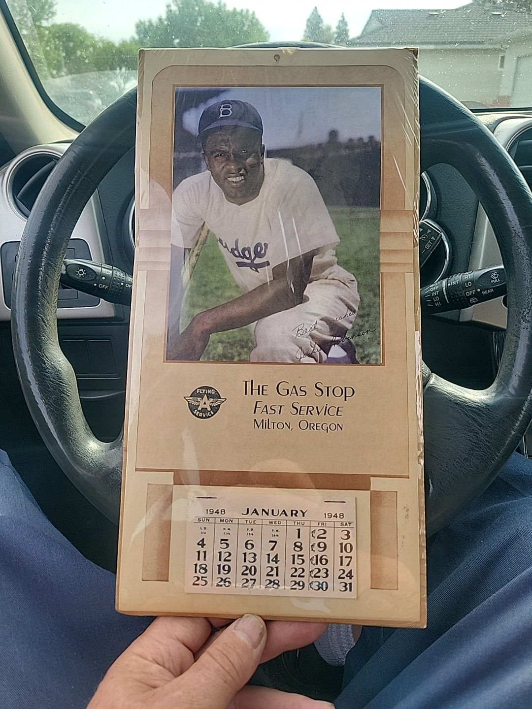 1948 Jackie Robinson, Brooklyn Dodgers, Flying A Service Calendar Milton,OR NOS