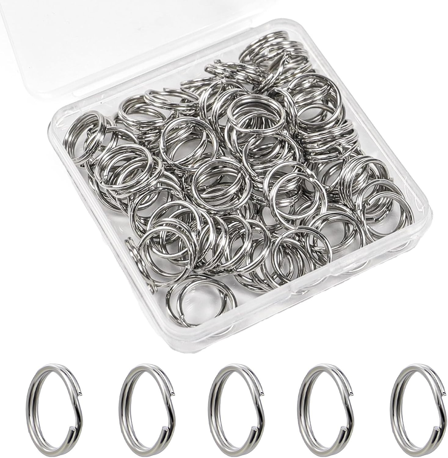 1/2” 100PCS Small Split Key Rings for Keychains, Double Loops Metal Mini Key