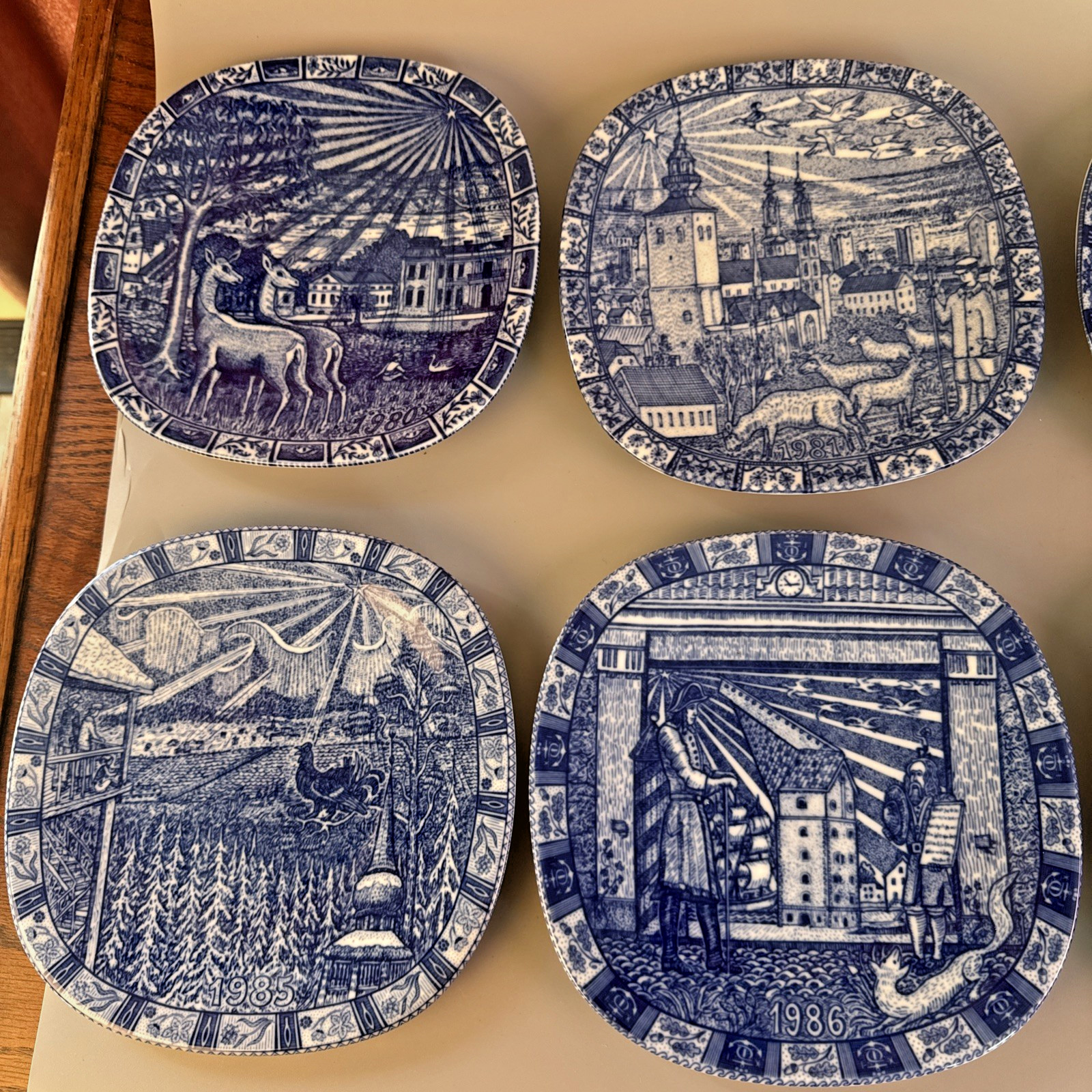 JULEN RORSTRAND Plates Lot Of 10 Sweden – Blue White Limited Edition 1980 – 89