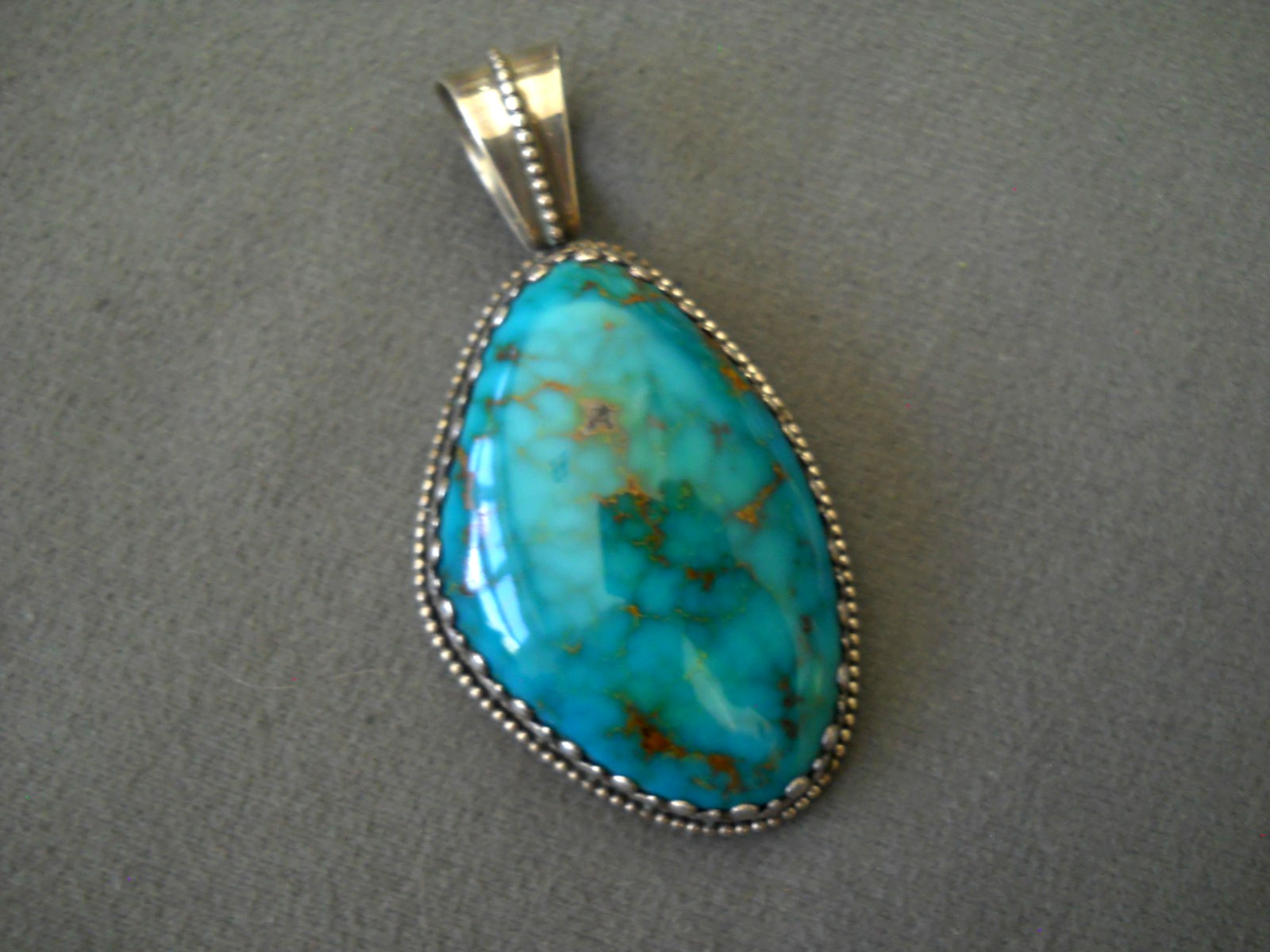 JUAN WILLIE Native American Navajo Waterweb Turquoise Sterling Silver Pendant