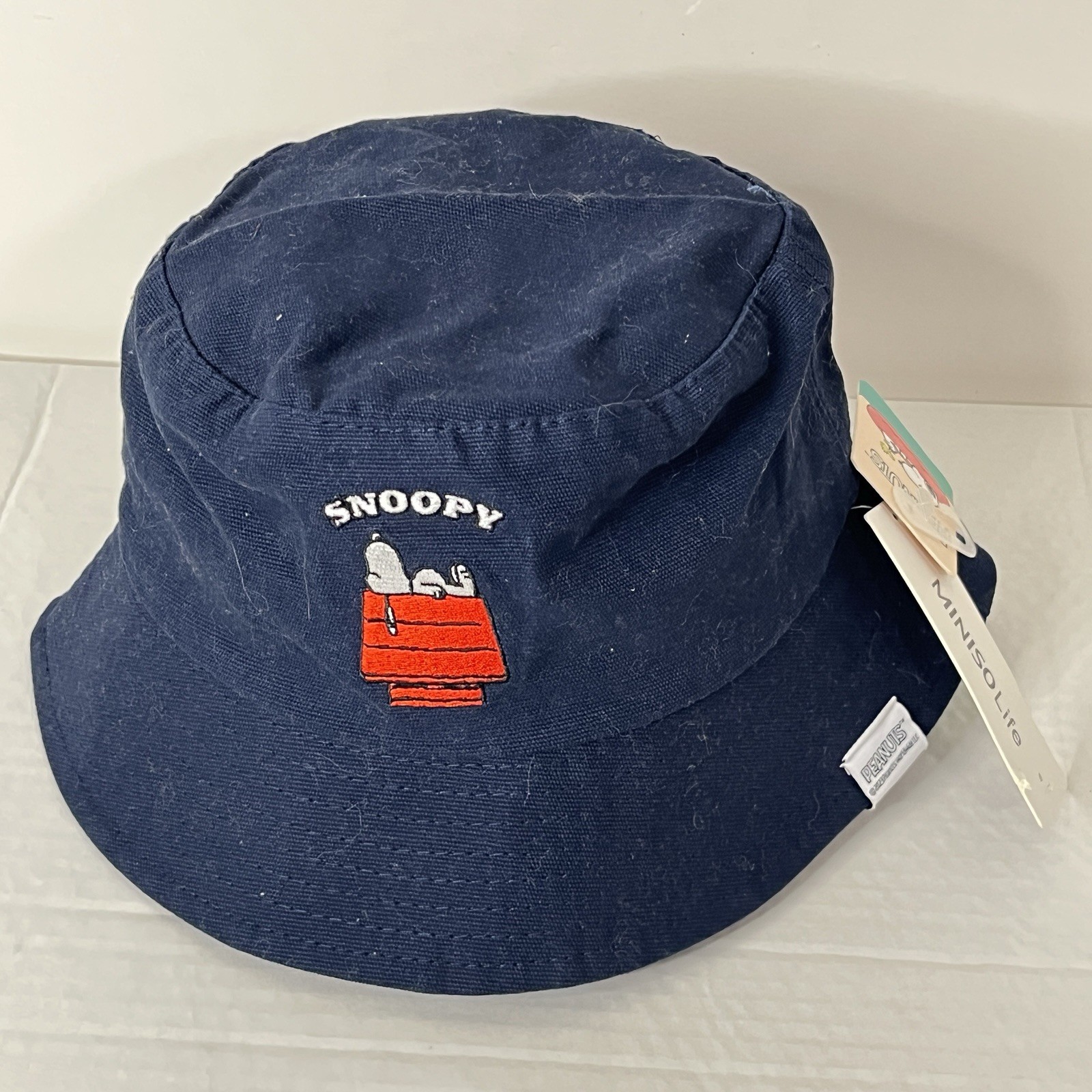 Miniso Peanuts Snoopy Doghouse Bucket Hat Cap Blue Cartoon Animation 2023 NWT