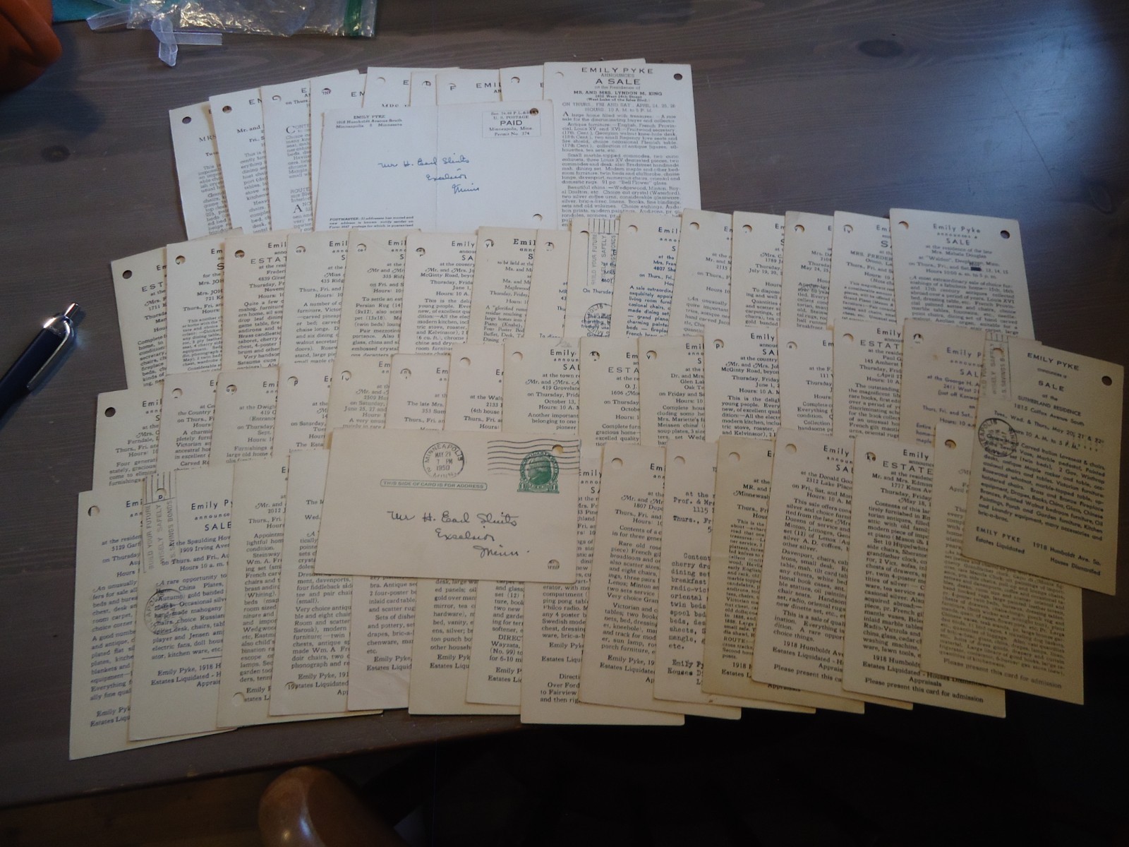 Lot of 55 Vintage 1950’s Estate sale Advertising Flyers Minnesota