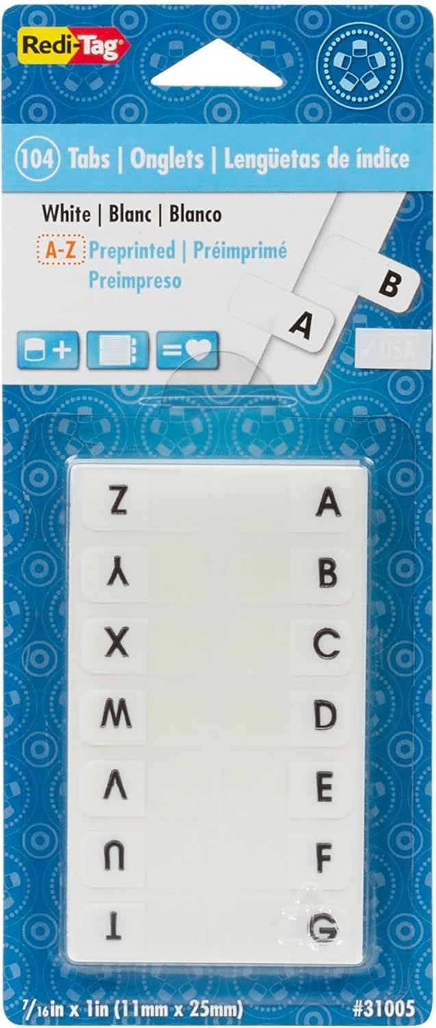104 Count A-Z Pre-Printed Divider Tabs – Durable Index Labels for Easy Organi…
