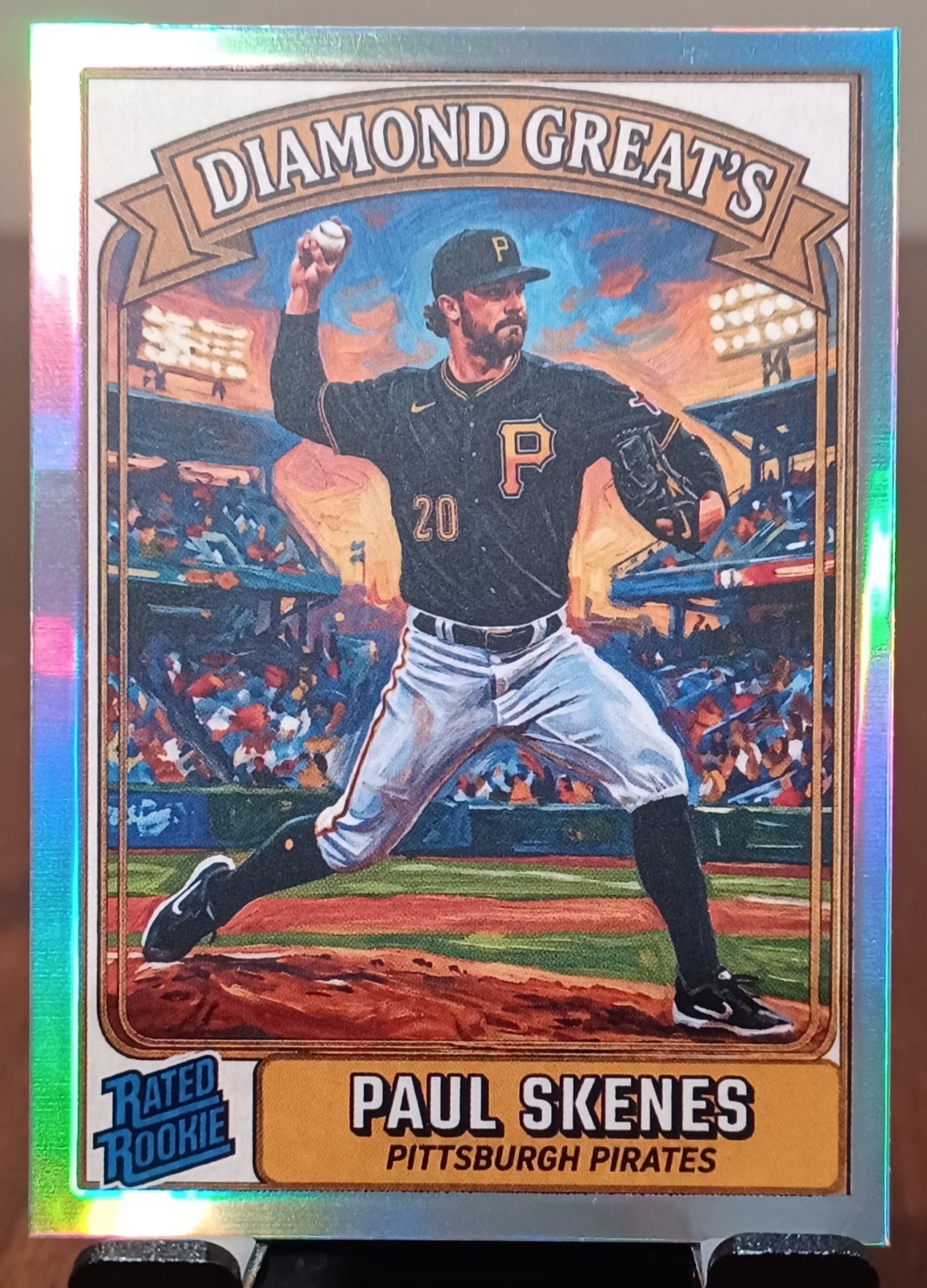 2026 Paul Skenes “Custom Fan Art” Rainbow Holographic Foil Border Sports Card.