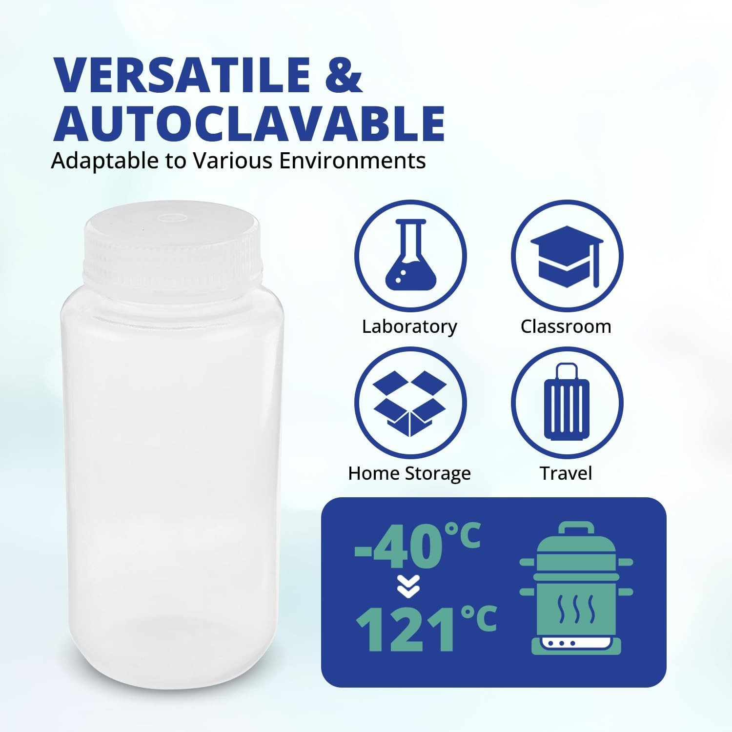 United Scientific™ Sample Bottle, 4 oz Bottles with Lids, Polypropylene Small Li