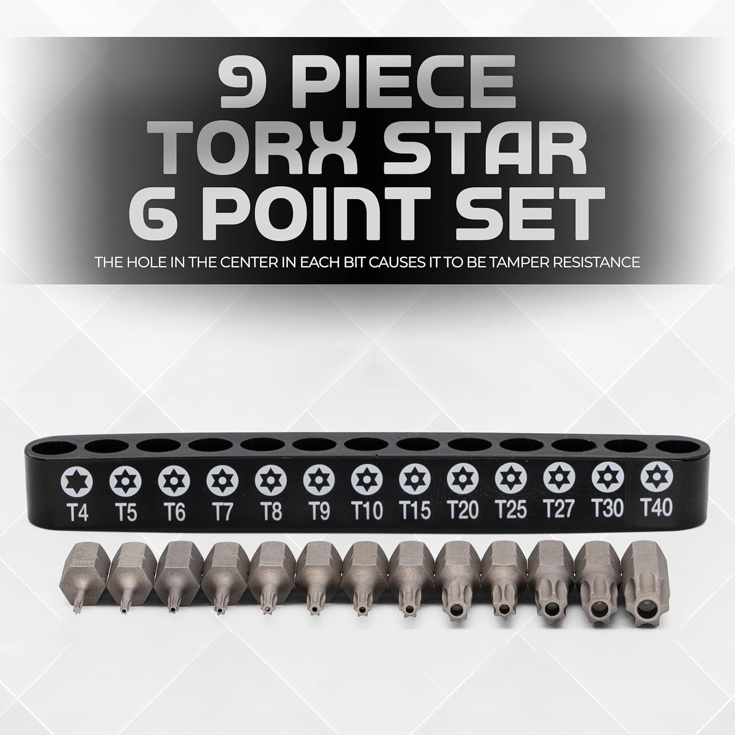 Ram-Pro 15PC Torx Star Security Tamper Proof Driver Bit Set T5-T50 Hollow Torque