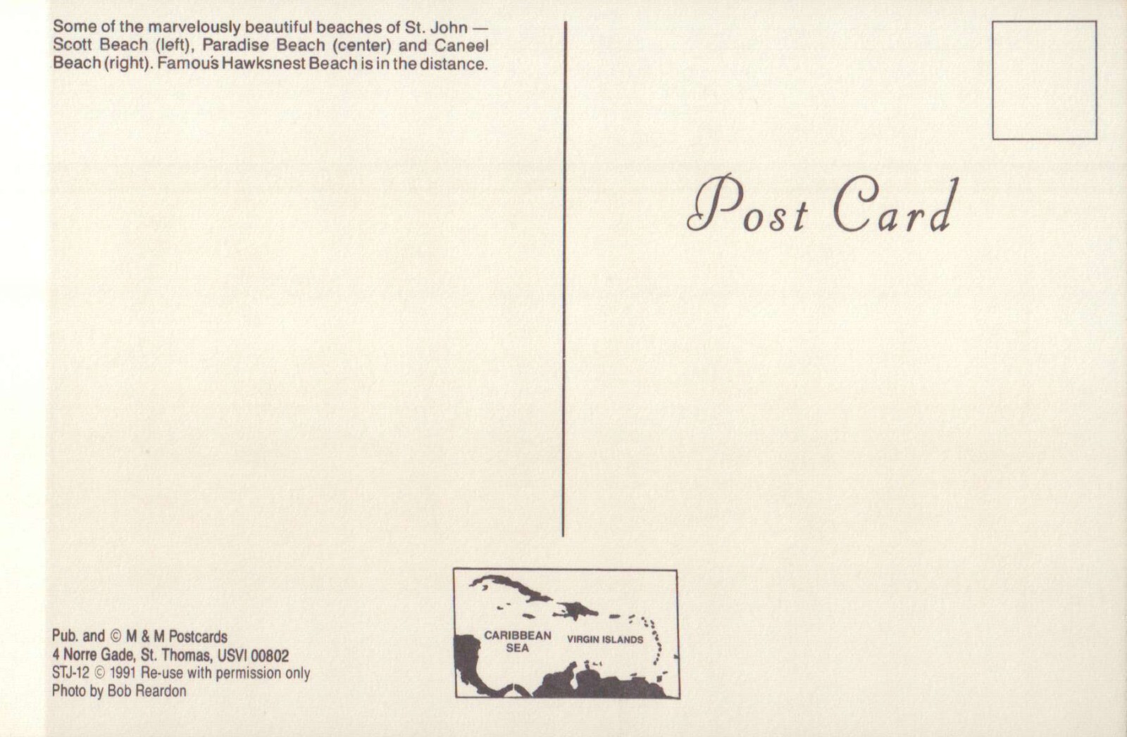 St. John, Scott Paradise Caneel Beach, US Virgin Islands, Caribbean — Postcard