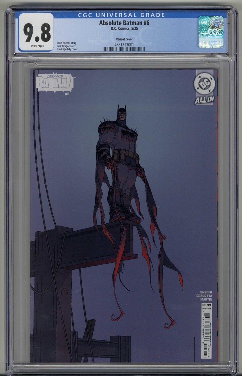 ABSOLUTE BATMAN #6 CGC 9.8 FRANK QUITELY VARIANT COVER CGC 9.8 LOW POP