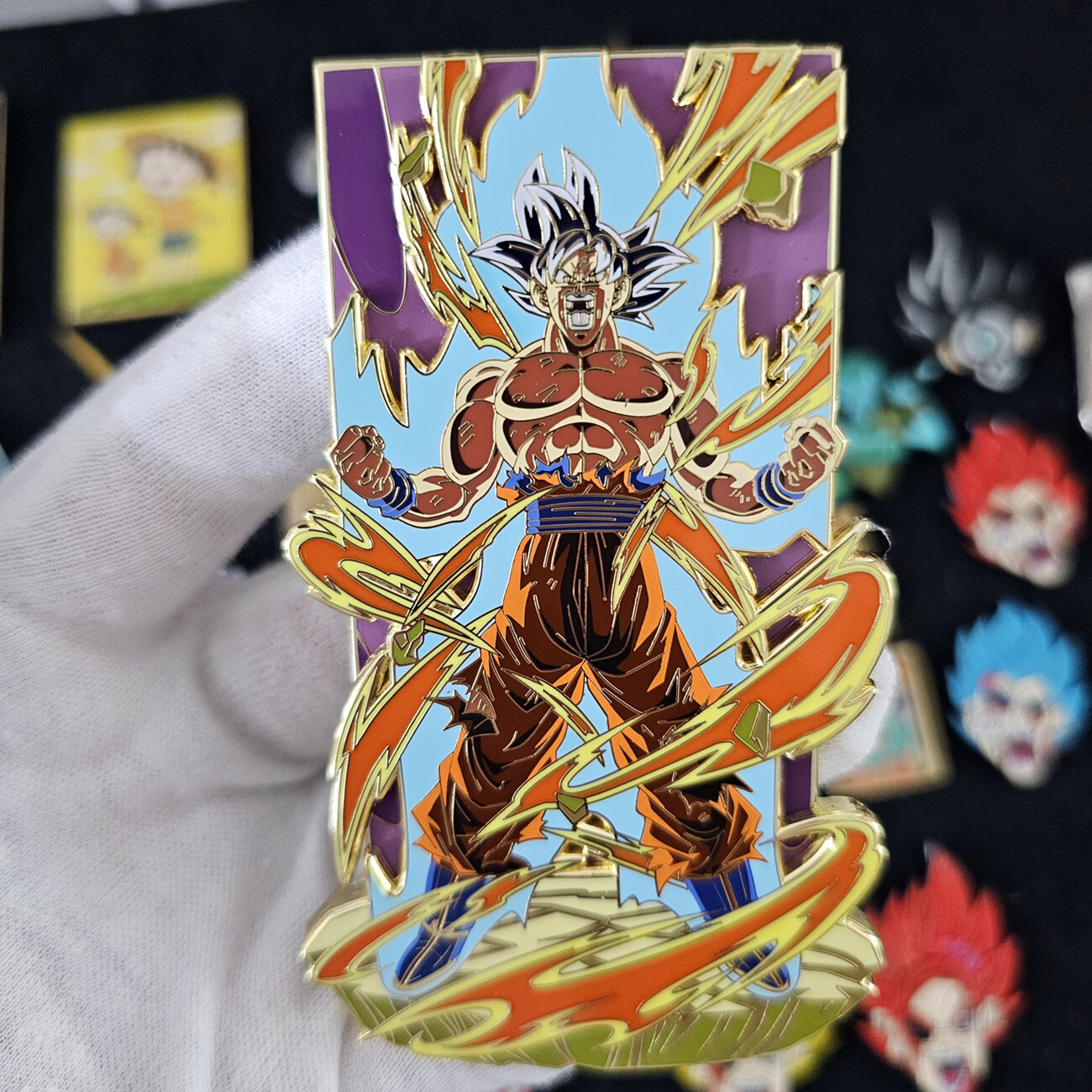 DBZ Son Goku Ultra Instinct double-layer gold-plating Metal Enamel Pin Badge