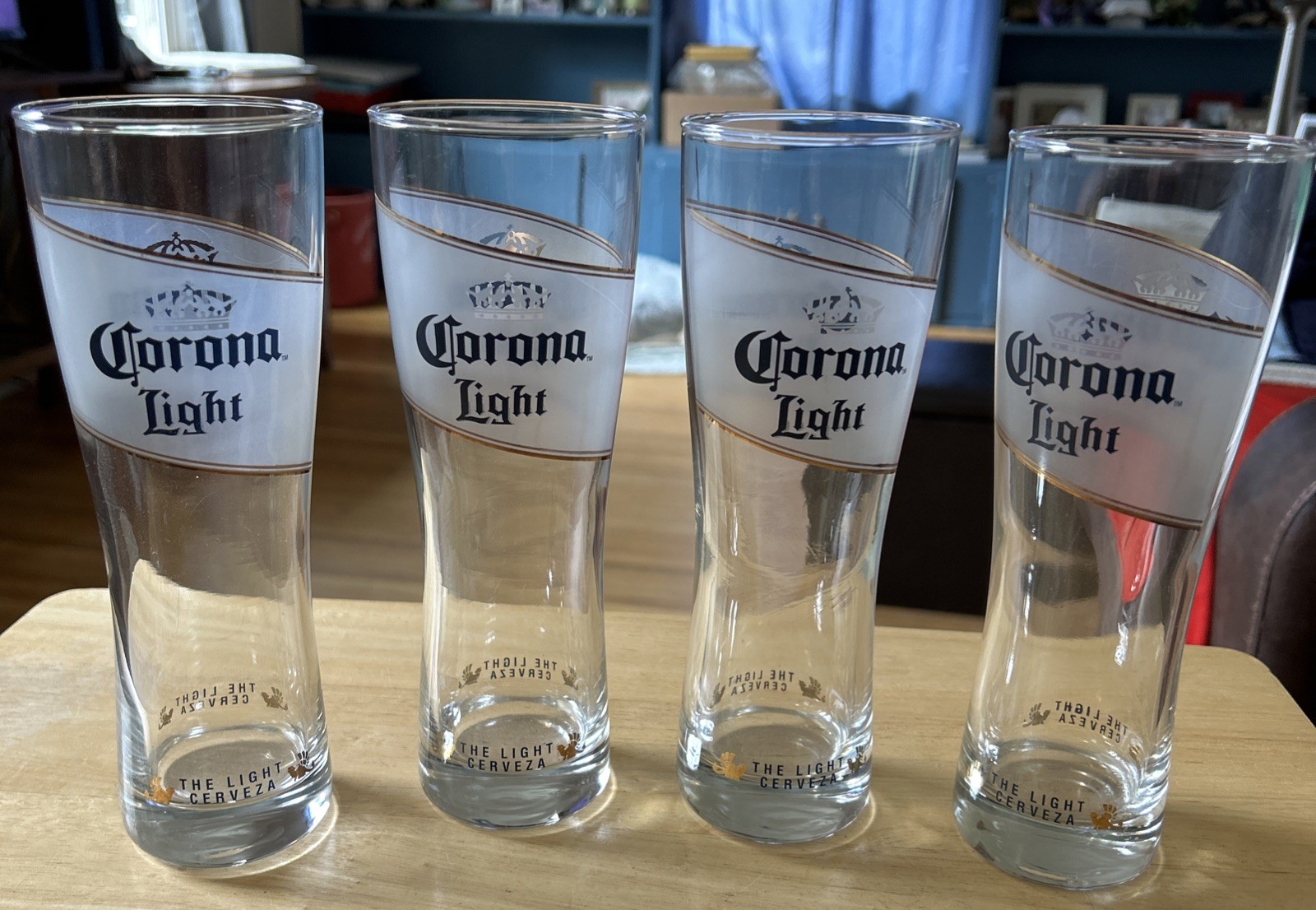 4 Corona Light Beer Pilsner Glasses Frosted Label – Tall 16 Ounce Y0409