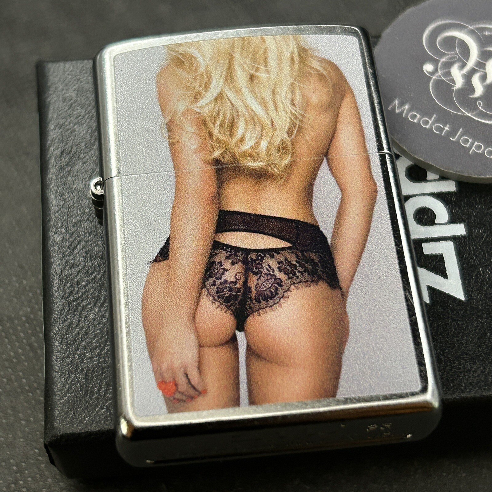 Zippo Lighter Sexy Girl Blonde Color Hair Silver Regular Case Japan