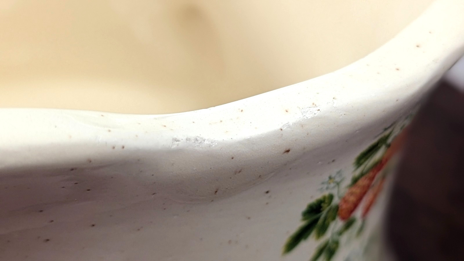 Vintage Strawberry Ceramic Pitcher Speckled Cream Country Farmhouse 7” Unmarked