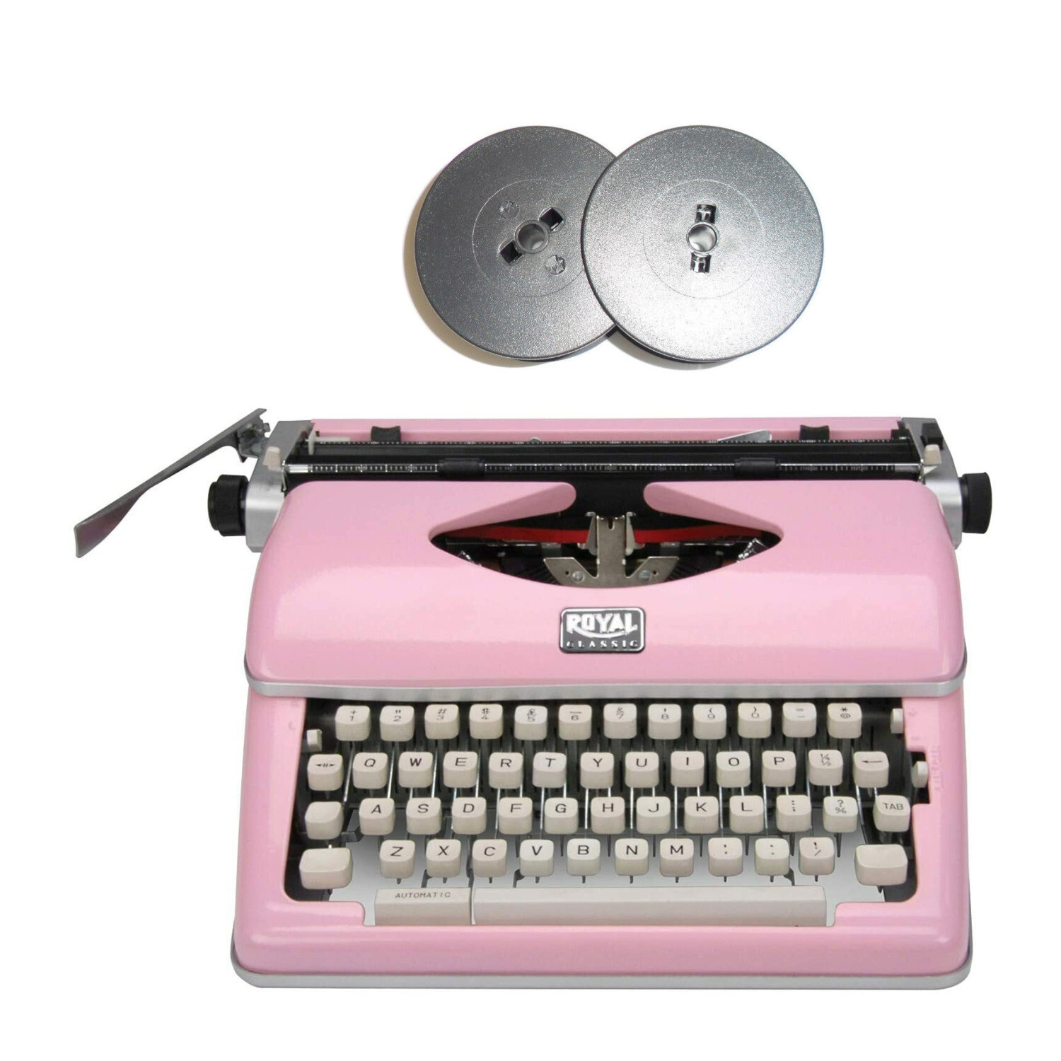 Royal 79105Y Classic Manual Typewriter Pink with Ribbon Bundle